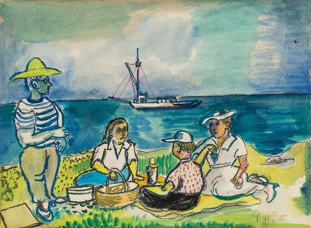 Appraisal: DAVID BURLIUK RUSSIAN - DAVID BURLIUK RUSSIAN - Montauk Picnic