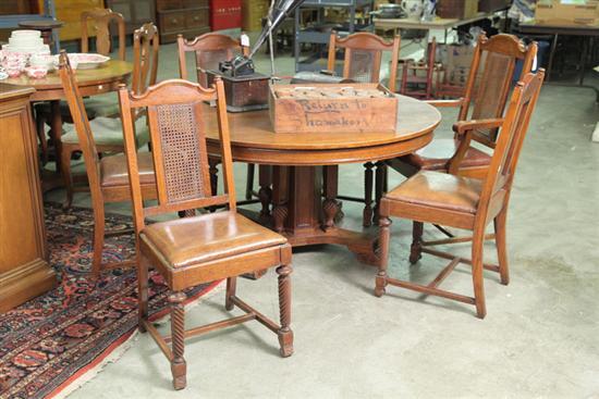 Appraisal: PEDASTAL TABLE AND SIX CHAIRS Oak having a circular top