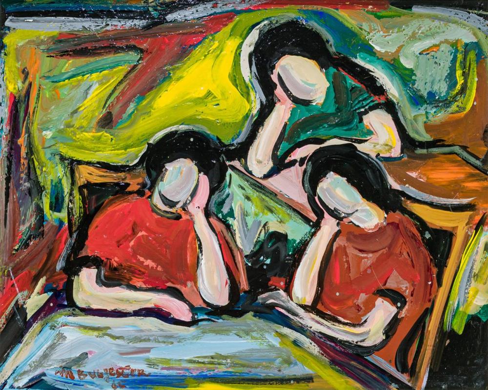 Appraisal: MAXIM BUGZESTER American Polish - Three Women oil on masonite