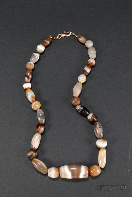 Appraisal: Agate Necklace Persia st millennium B C brown gray and