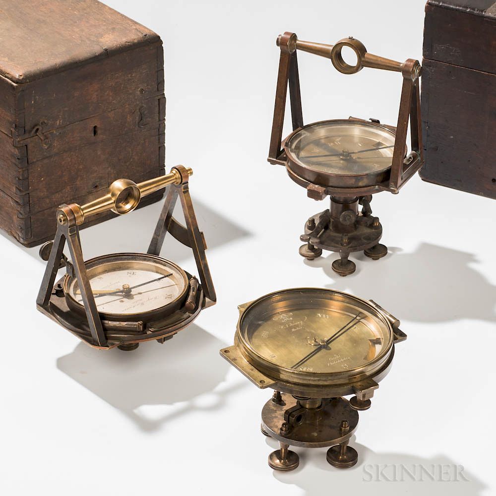 Appraisal: Three th Century Philadelphia Surveying Instruments Three th Century Philadelphia