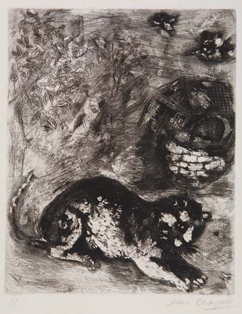 Appraisal: MARC CHAGALL Le Chat et les deux Moineaux Etching -