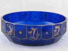 Appraisal: A cobalt blue facetted glass bowl circa each alternate facet