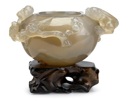 Appraisal: Chinese carved agate coupe th century