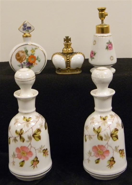 Appraisal: Commercial perfume bottles Small porcelain group tallest '' h some