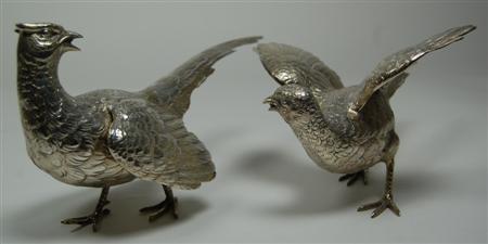 Appraisal: A pair of modern pheasant table ornaments with London import