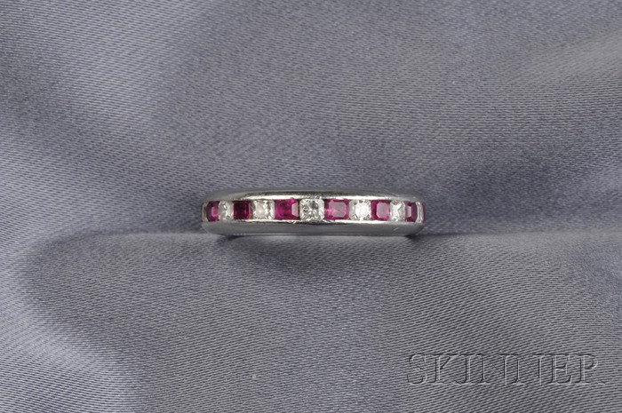 Appraisal: Platinum Ruby and Diamond Lucida Band Tiffany Co channel-set with