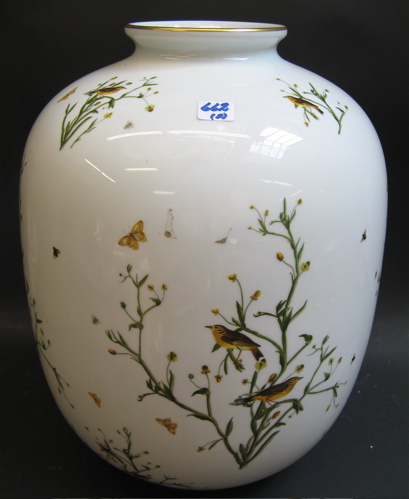 Appraisal: PAIR LARGE GERMAN ROSENTHAL PORCELAIN VASES The white field decorated