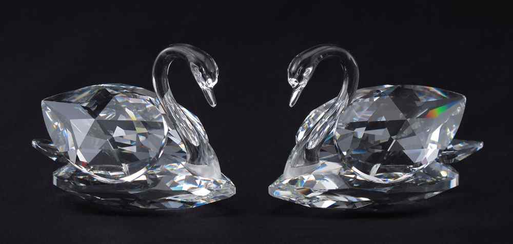 Appraisal: SWAROVSKI CRYSTAL FIGURINES SWAN WEDDING CAKE TOPPERS OR LARGE SWANS