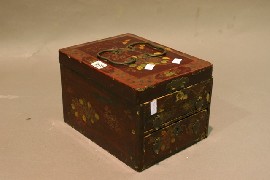 Appraisal: A poly chrome painted wooden jewellery box