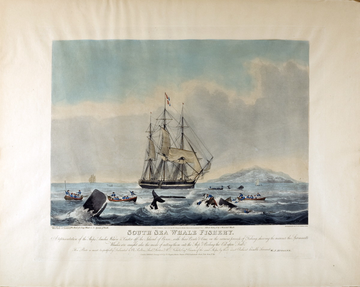 Appraisal: SOUTH SEA WHALE FISHERY Handcolored aquatint engraved by T Sutherland