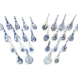 Appraisal: A Collection of Chinese Blue and White Porcelain Spoons Late