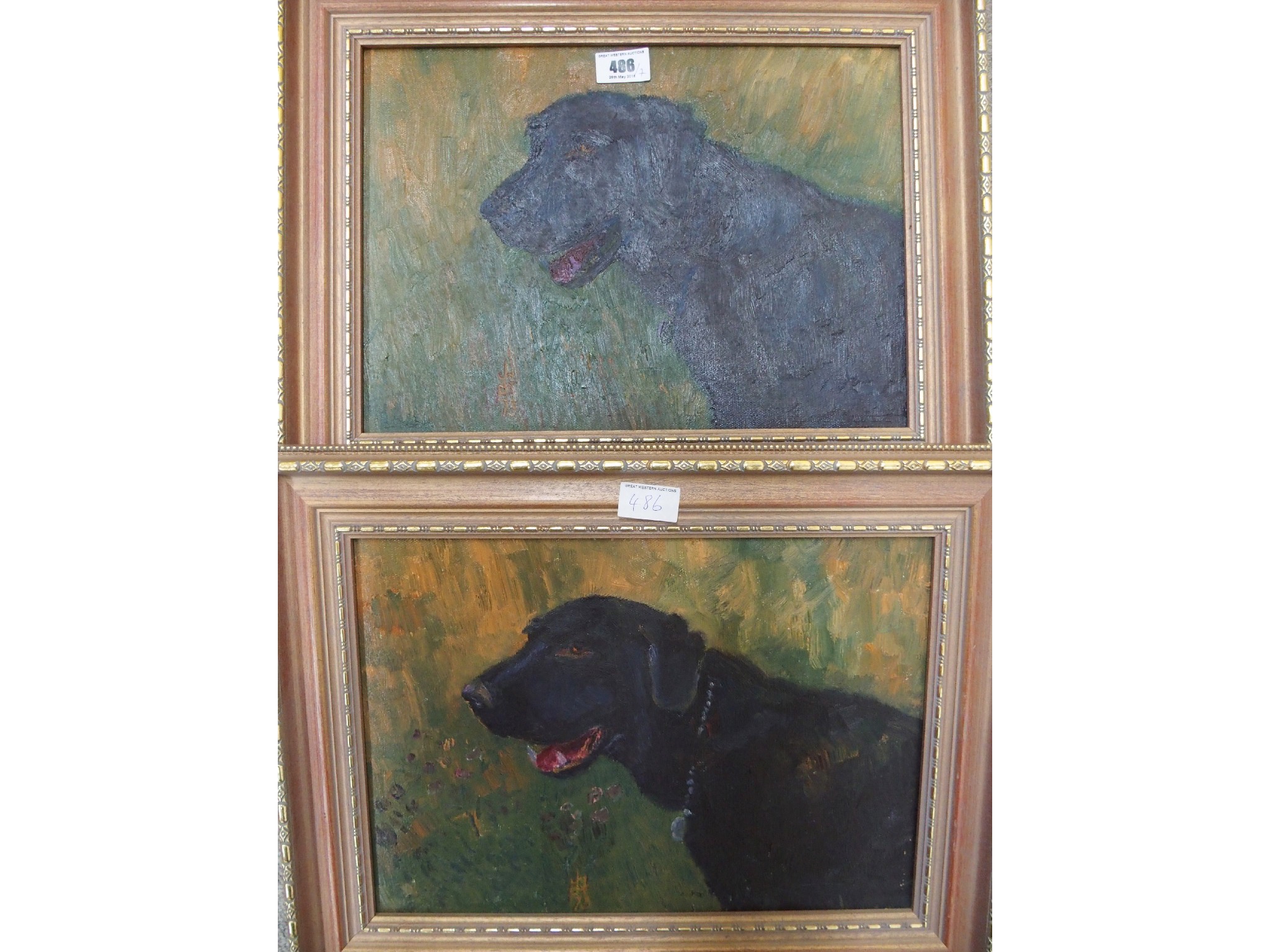 Appraisal: J GLEN POLLOCK 'Jocks' signed oil on canvas a pair