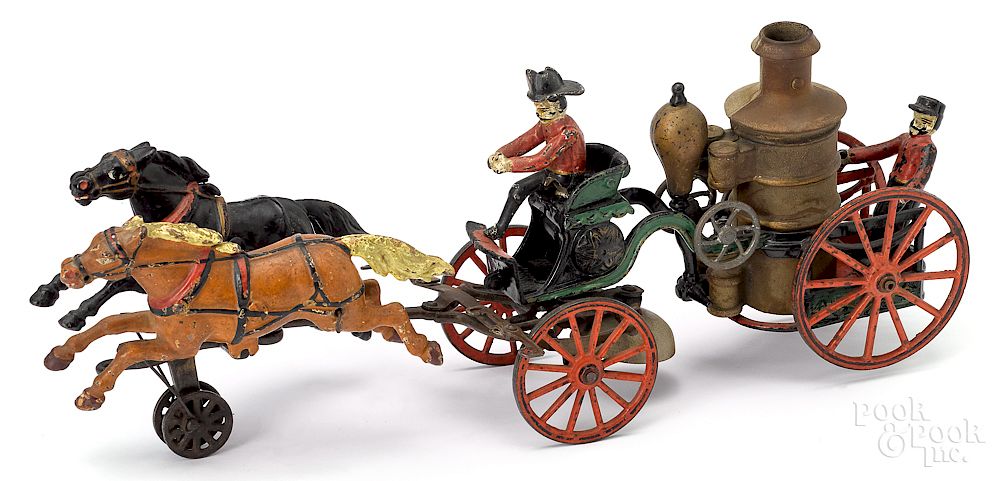 Appraisal: Cast iron horse drawn fire pumper Pratt Letchworth cast iron