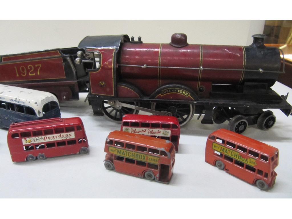 Appraisal: Lot comprising Tinplate model train engine and tender 'Duke of