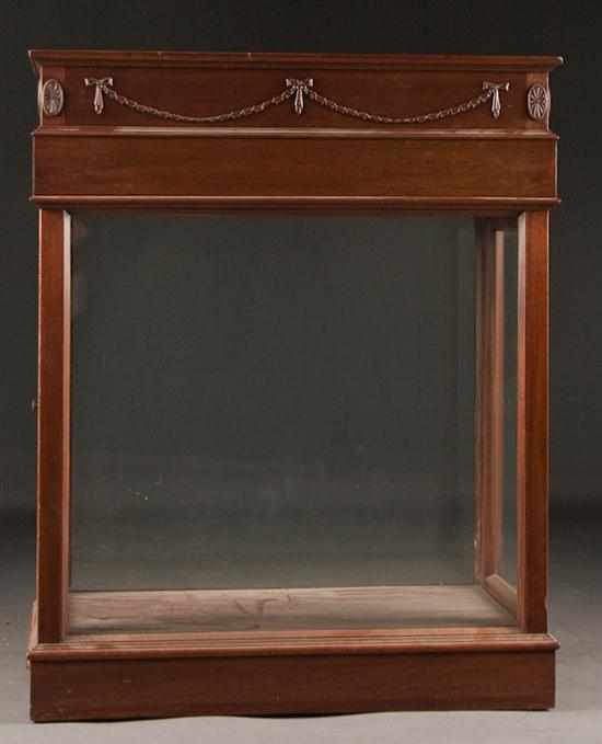 Appraisal: Adams style mahogany glass panel display case th century electrified