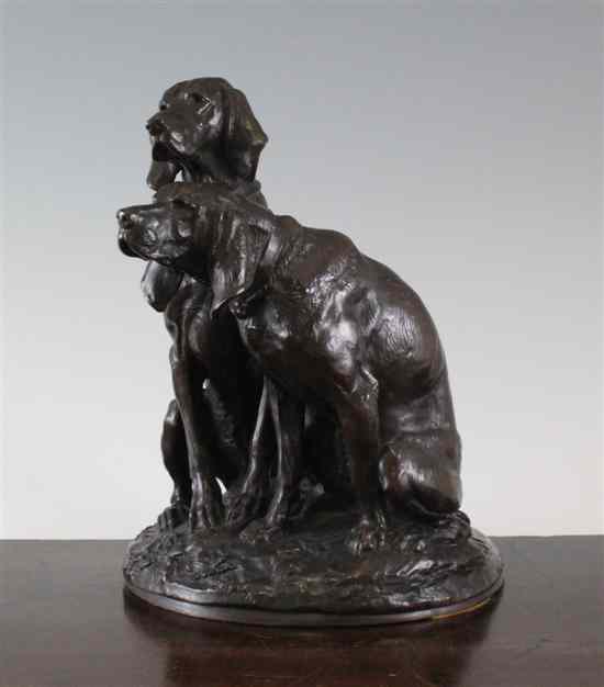 Appraisal: Emmanuel Fremiet - a bronze group of two seated retrievers