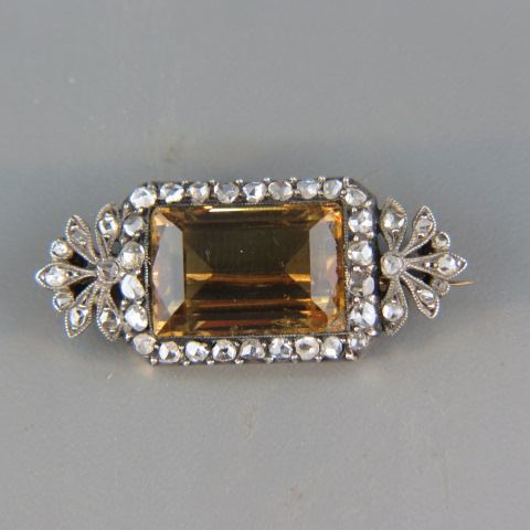 Appraisal: Russian Imperial Topaz Diamond Brooch rose cut diamonds totaling approx