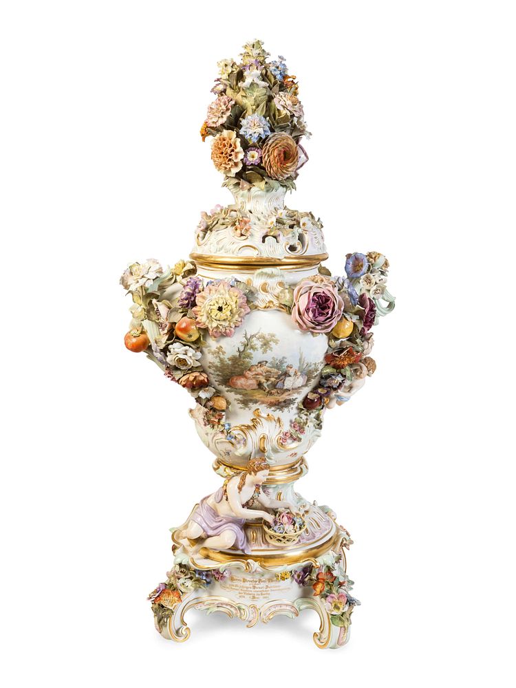 Appraisal: A Meissen Porcelain Potpourri Urn Cover and Stand A Meissen