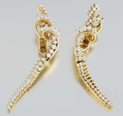 Appraisal: A Pair of Jose Hess Diamond Drop Earrings k yellow