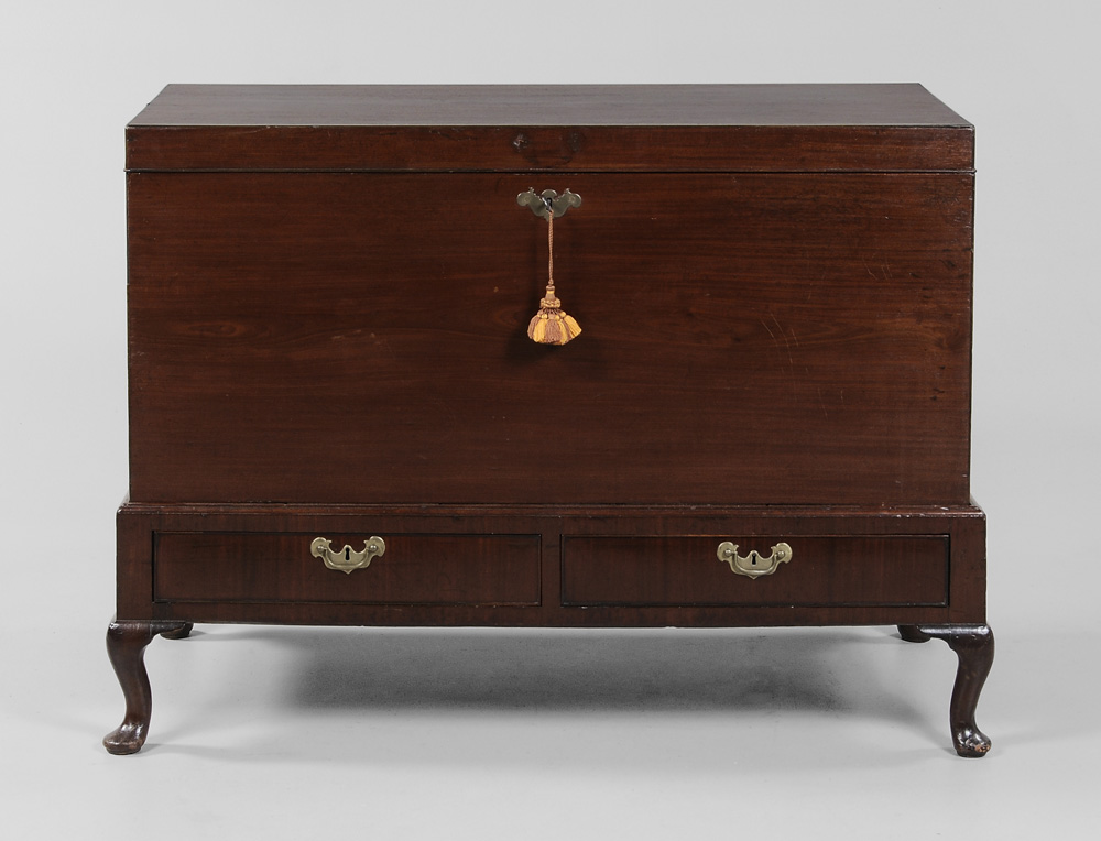 Appraisal: Queen Anne Mahogany Chest on Frame British th century hinged