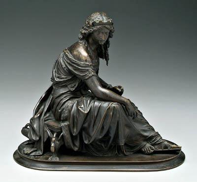 Appraisal: Etienne-Henri Dumaige bronze French - classically dressed woman wearing crown