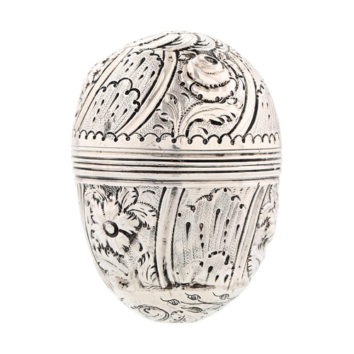 Appraisal: A George III egg shaped silver nutmeg grater c chased