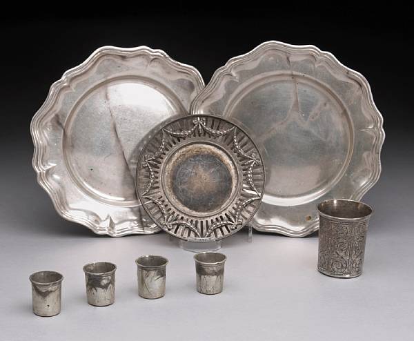 Appraisal: A group of continental silver table articles and flatware Comprising