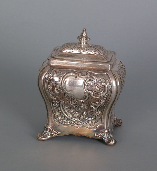 Appraisal: Edinburgh repousse silver caddy - bearing the touch of Marshall