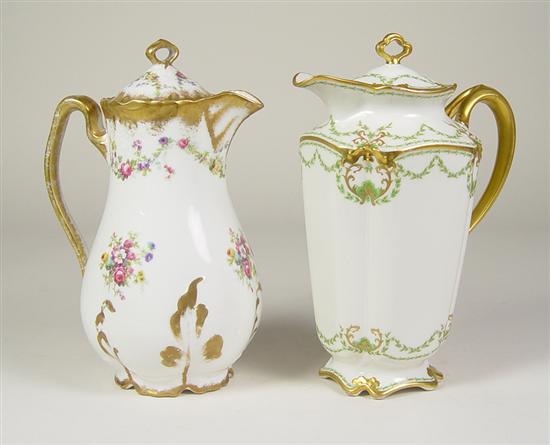 Appraisal: Two Limoges France Chocolate Pots high chocolate pot with rose