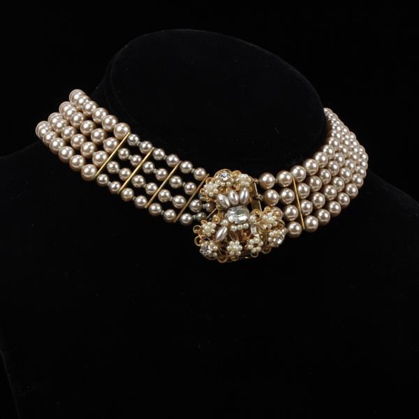 Appraisal: Eugene Faux Pearl Multi Strand Choker Necklace with Seed Pearl