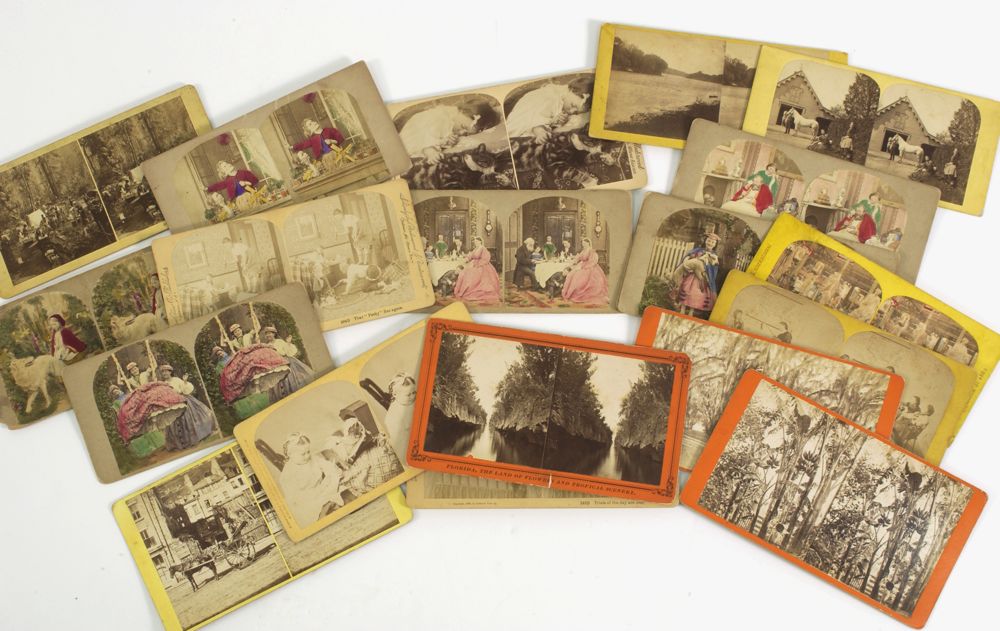 Appraisal: TWENTY ASSORTED STEREOPTICON CARDS th CenturyIncluding Camping Out Property of