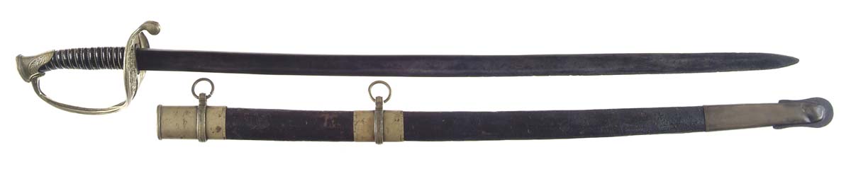 Appraisal: CONFEDERATE FOOT OFFICER S SWORD unstopped fullered blade Brass florally