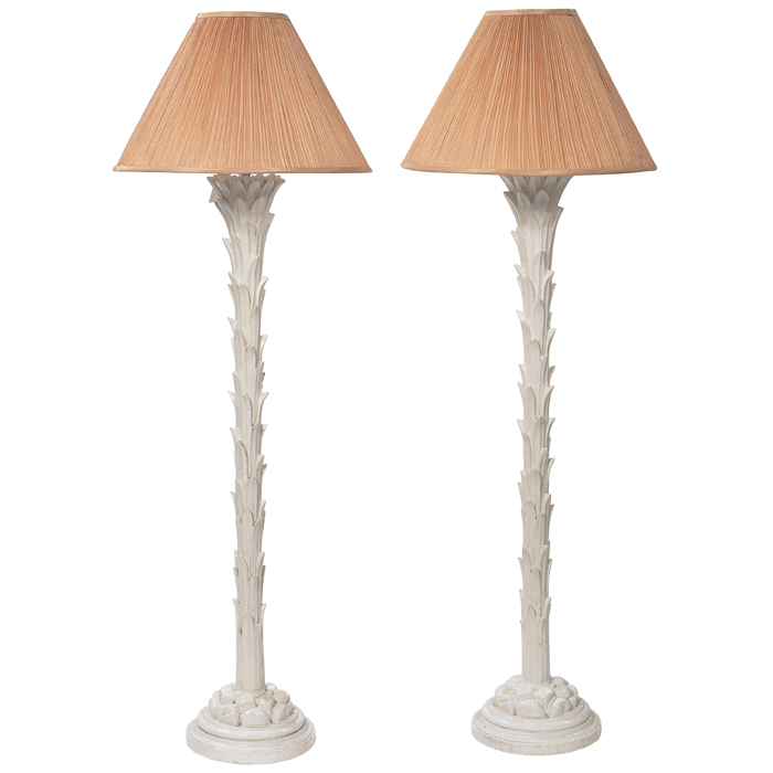 Appraisal: Dorothy Draper style floor lamps pair by Chapman intricate carved