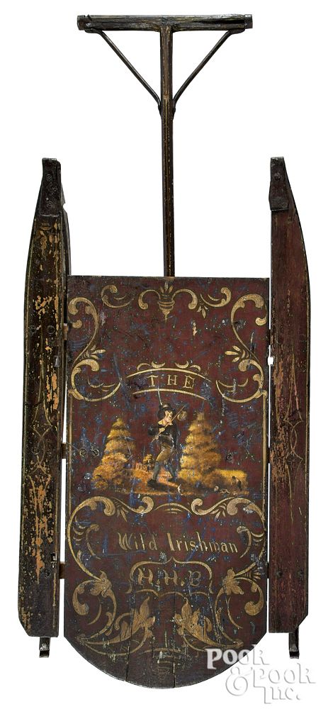 Appraisal: Painted sled decorated with The Wild Irishman Painted sled decorated