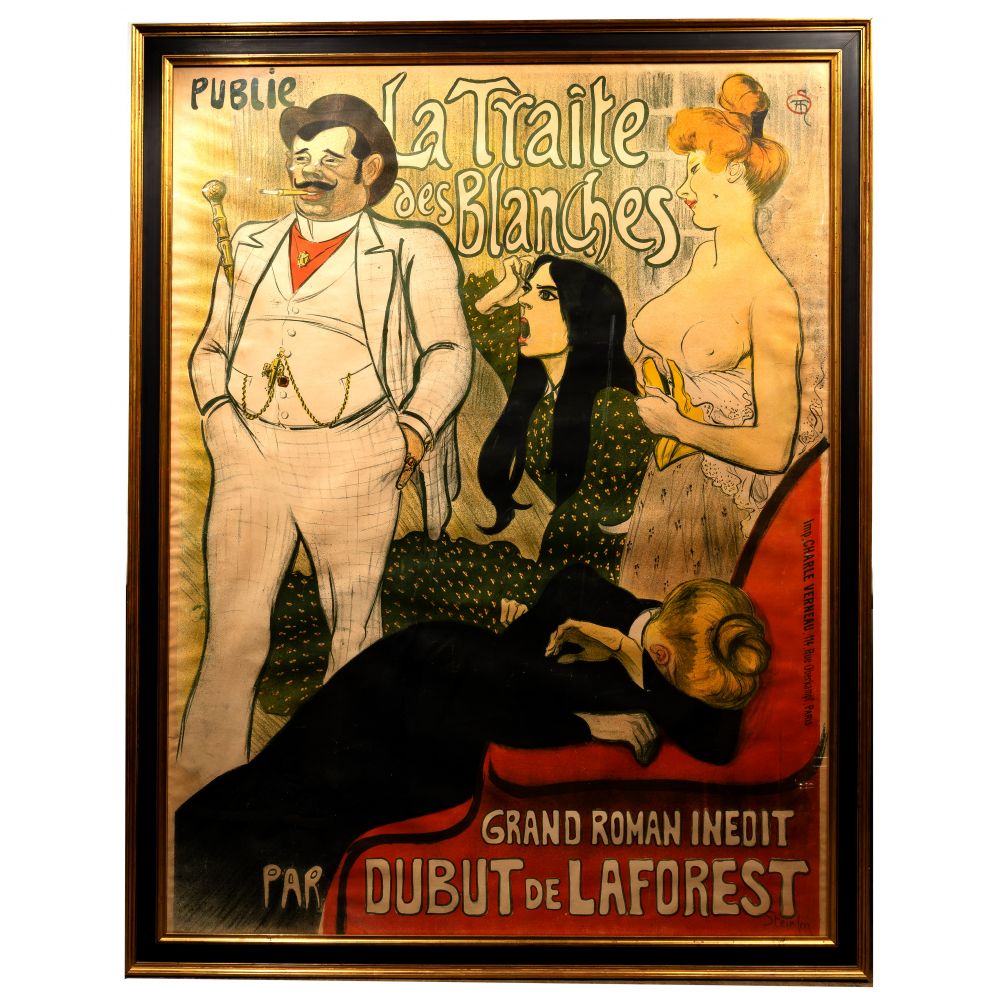 Appraisal: THEOPHILE-ALEXANDRE STEINLEN SWISS - LA TRAITE DES BLANCHES LITHOGRAPH POSTERDepicting