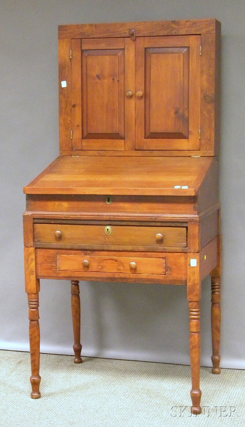 Appraisal: Country Pine Lift-top Clerk's Desk on Frame surmounted with slotted