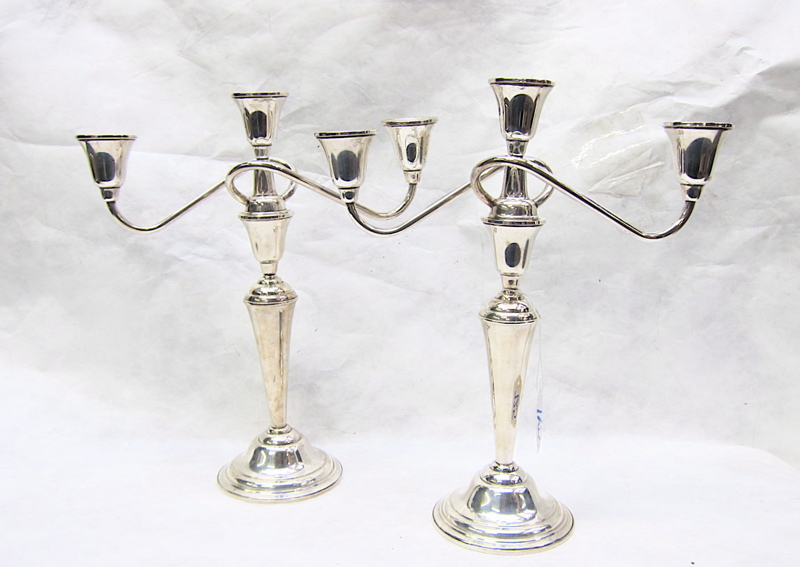 Appraisal: PAIR STERLING SILVER CANDELABRA by Wm Rogers Mfg three light