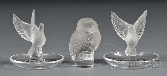 Appraisal: Three Lalique Glass Figures Frosted colorless glass France late th