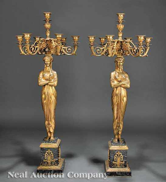 Appraisal: A Large Pair of Second Empire Gilt Bronze and Variegated