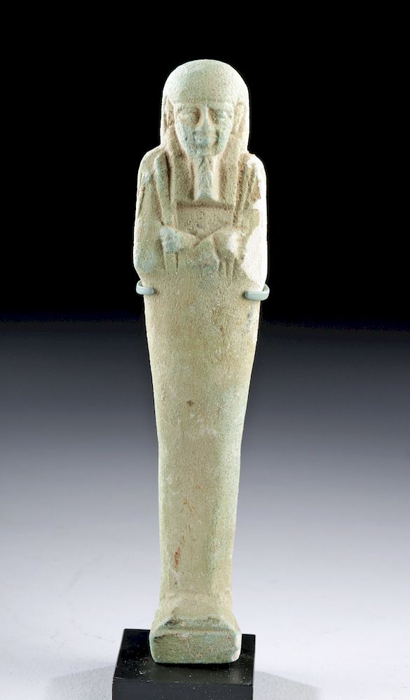 Appraisal: Egyptian Late Dynastic Glazed Faience Ushabti Egypt Late Dynastic Period