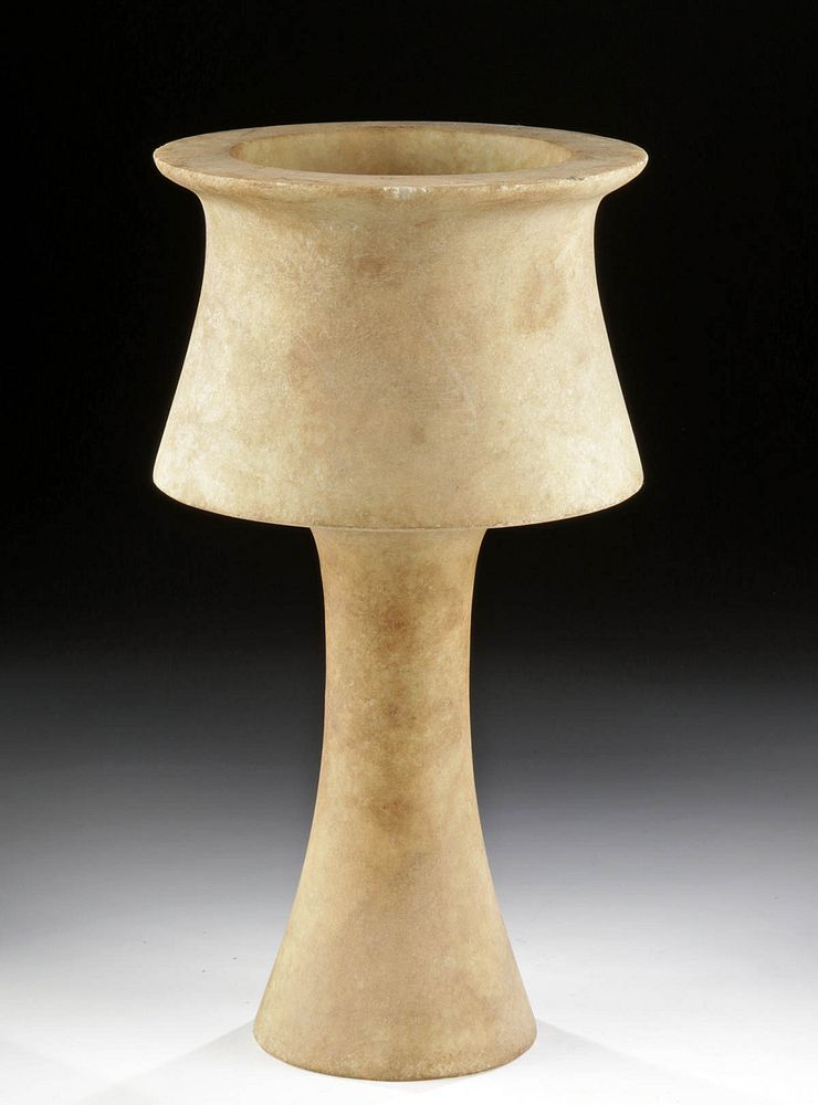 Appraisal: Elegant Bactrian Banded Alabaster Stemmed Chalice Ancient Central Asia Bactria