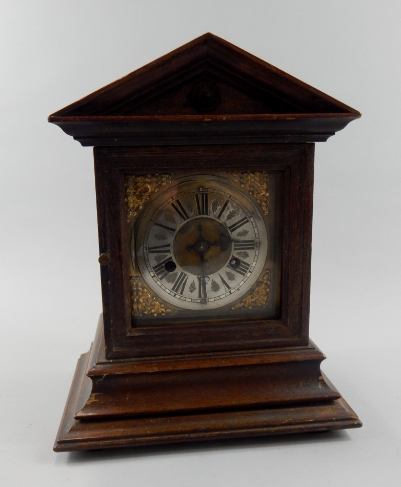 Appraisal: A late thC German mantel clock in an oak case