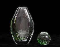 Appraisal: Lindstrand Kosta Art Glass Vase and Like Paperweight circa mid-