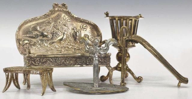 Appraisal: lot of Silver miniatures including Dutch silver planter with movable