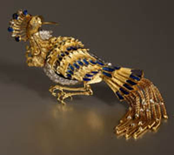 Appraisal: An enamel and diamond peacock brooch An enamel and diamond