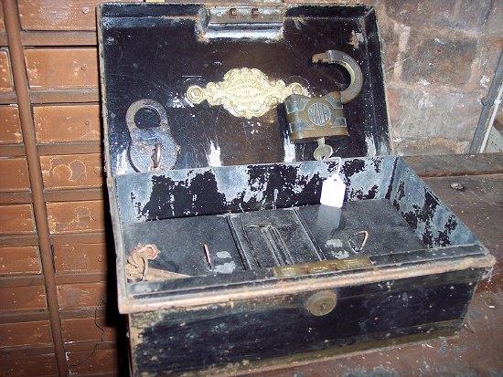 Appraisal: A tin cash box by Chubb Son fitted a Chubb