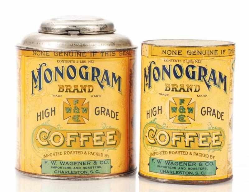 Appraisal: Lot of Monogram Brand Coffee Tins Description Two early tins