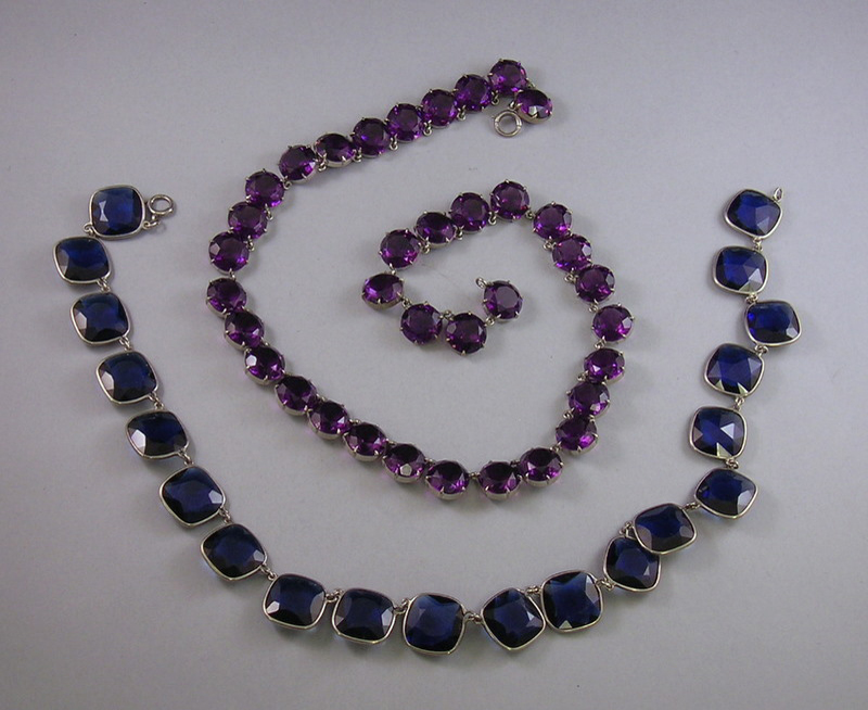 Appraisal: Two Sterling Silver and Glass Necklaces lg and in