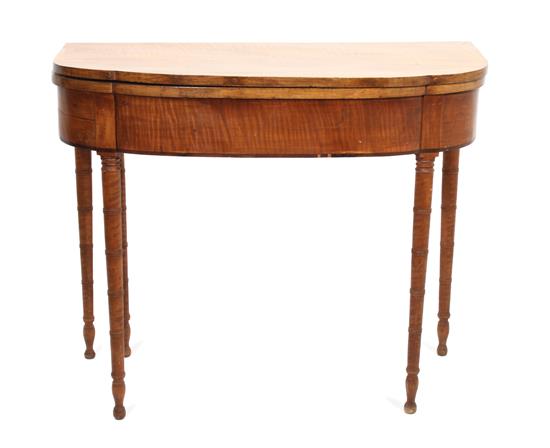 Appraisal: Sale Lot An American Tiger Maple Flip-Top Table the D-shape